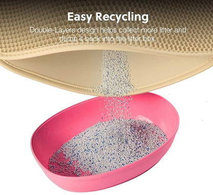 WePet Cat Litter Mat, Kitty Litter Trapping Mat, Honeycomb Double Layer Mats, No Phthalate, Urine Waterproof, Easy Clean, Scatter Control, Catcher Litter Tray Box Rug Carpet