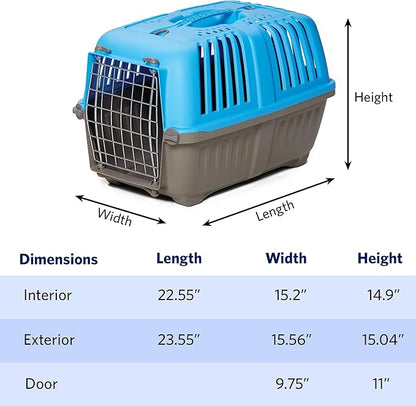 MidWest Homes for Pets Spree Travel Carrier – Hard-Sided Dog & Cat Carrier, Small Pet Travel Crate with Handle, Ventilated Design, Easy Assembly, 24-Inch, Red