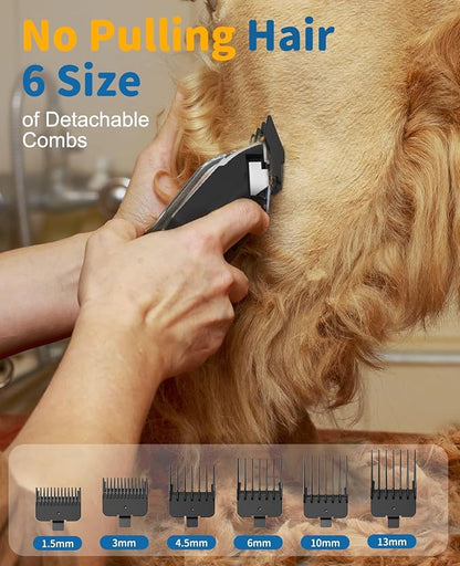 Cordless Dog Clippers for Grooming Professional for Thick Hair Coats, Low Noise Shaver Pet Grooming Kit with LED Display, Razors Dog Hair Shears Ceramic Blade, Pet Hair Trimmer for Dogs Cats (MS041)