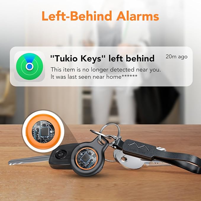 2026 New [Apple MFi Certified] (iOS Only) Tracker Tags-4 Pack, Bluetooth 5.3 GPS Tracker for Apple Find My, Replaceable Battery, 100dB Key Finder and Item Locator for Car, Keys, Luggage, Orange