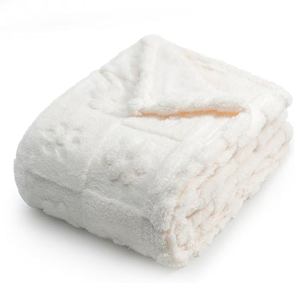 Americanflat 30x40 Jacquard Kids Throw Blanket - Soft and Breathable Mini Fleece Throw Blanket for Couch, Bed, Chair - Fleece Blankets Perfect for Home, Bedroom, or Outdoor - Flower Design in Cream