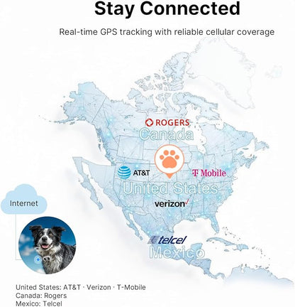 ABBIDOT GPS Dog Tracker - Real-Time Pet Tracker with Virtual Fence, Activity Monitor, Location History, Health Monitor, 3-Mode Light, Waterproof & Rechargeable GPS Tracker for Dogs with APP Support