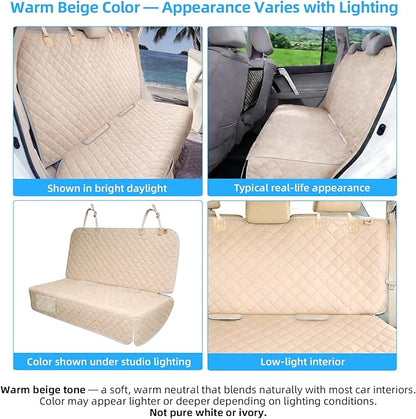 Bark Lover Dog Car Seat Cover for Back Seat Waterproof Backseat Protector, Nonslip Rear Seat Cover for Kids,Universal Size Fits Cars Trucks SUVs (Beige)