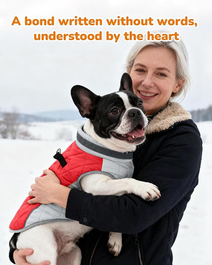 Dog Winter Coat for Small Dogs, Adjustable Puppy Warm Jackets in Cold Weather, Reflective Pet Fleece Vest with External Attachment Points, Zippered Cold-Weather Dog Winter Clothes, S Red