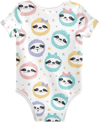 Bright Emotions Raccoons Baby Short Sleeve Bodysuits Romper Unisex Infant Outfit Wrapping Clothes for Boy Girl kids 3M