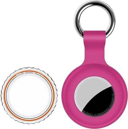 1|2|4Pack for Apple AirTag Holder,for Air Tag 2nd &1st Genaretion,Waterproof GPS Tracker Air Tag Keychain with Cover Anti-Scratch Silicone for Air-Tag Case for Pets,Kids,Bags,Luggages-Rose Red