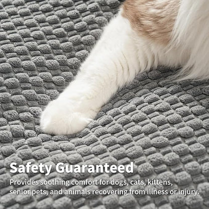 Plush Cat Kneading Bed Mat, Premium Plush Fabric Bed with Non-Slip Bottom, 3cm Thick All-Season Cushion for Cats Who Knead, Machine Washable Anti-Static Pet Bed, 23x15 Inch, Grey
