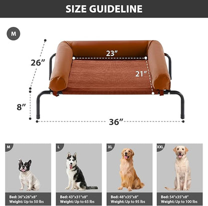 RRPETHOME Large Elevated Cooling Dog Bed, Raised Dog Cot Beds for Large Dogs, Elevated Outdoor Pet Cot, Chew Proof Portable Cooling Pet Cot with Skid-Resistant Feet and Breathable Mesh