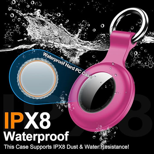 1|2|4Pack for Apple AirTag Holder,for Air Tag 2nd &1st Genaretion,Waterproof GPS Tracker Air Tag Keychain with Cover Anti-Scratch Silicone for Air-Tag Case for Pets,Kids,Bags,Luggages-Rose Red