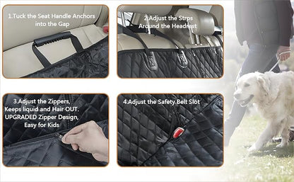 ANOSOSPECIAL Dog Car Seat Cover for Back Seat Cover for Kids, Waterproof X Large Rear Seat Protector for Pet Auto SUV Truck (XL, Black)