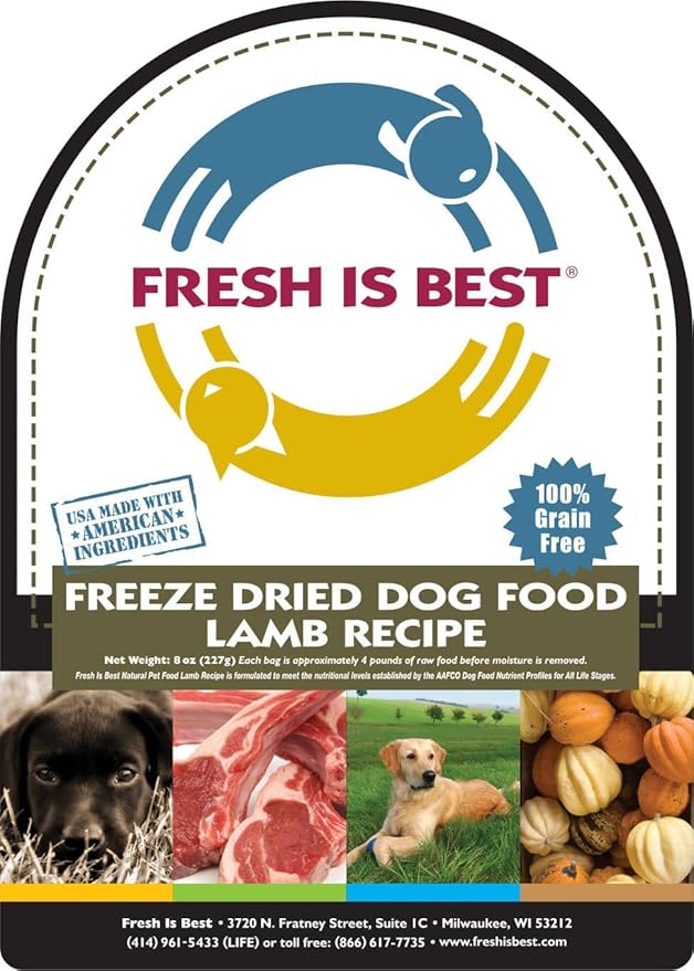 Fresh Is Best Lamb Freeze Dried Dog Food – Raw Dog Food Toppers for Puppies & Adult Canines – High-Protein Freeze Dried Lamb in Resealable Zipper Bag – Made in the USA – 16 oz