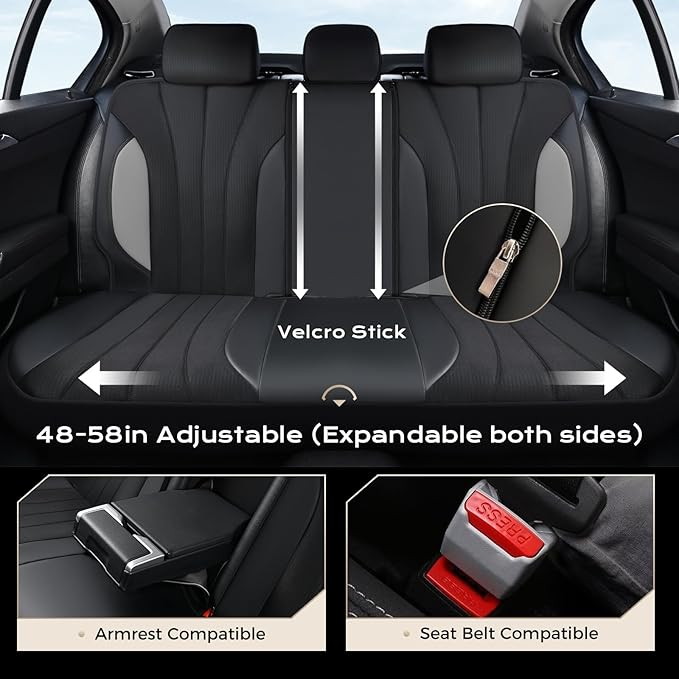 Coverado Automotive Seat Cover Full Set, Front and Rear Seat Covers, Waterproof Car Seat Covers 5 Seats, Luxury Car Seat Protectors Universal Fit for Most Vehicles, SUV, Truck, Sedan