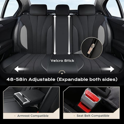 Coverado Automotive Seat Cover Full Set, Front and Rear Seat Covers, Waterproof Car Seat Covers 5 Seats, Luxury Car Seat Protectors Universal Fit for Most Vehicles, SUV, Truck, Sedan