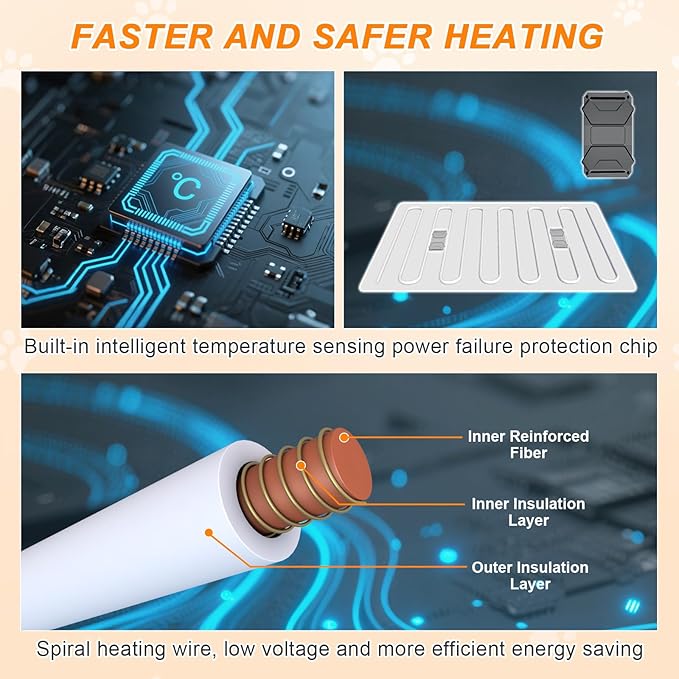 GOLOPET Dog Heating Pad 32×20 in for Dogs, Intelligent Temperature Control Switch with Normally Open On Function,Whelping Box with Reinforced Electric Wire Rope, Plush Fabric Cotton Cover-Apricot