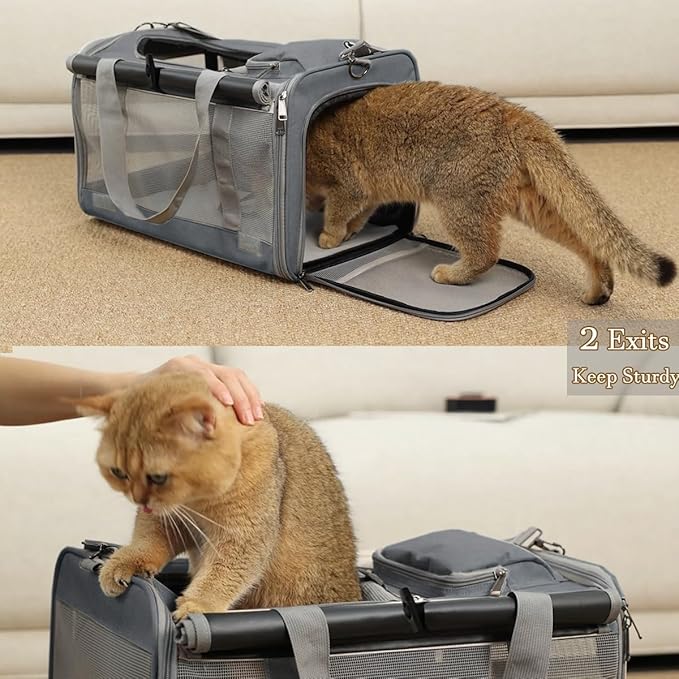 Soft Cats Carrier Airline Approved Small Dog Carriers for Puppy Travel Bag Softsides Puppy Carry,Soft-Sided,Pets Small Animals Rabbits Bunny Outdoor (Gray)