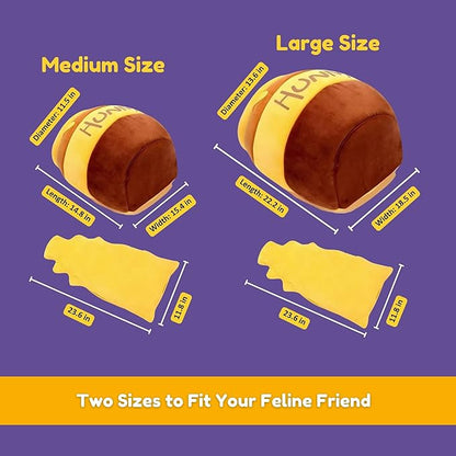 PECHVINO Honey Pot Cat Bed - Cozy Enclosed Pet Bed in Medium and Large Sizes, Cute Honey Pot Design for Cats & Small Pets, Plush Cushion & Durable Fabric (Medium)