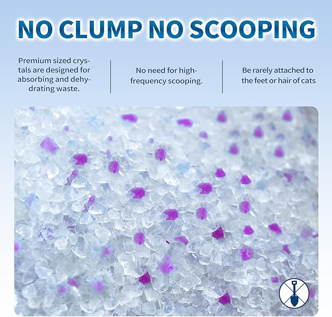 Made4Pets Cat Litter Crystals, Non Clumping Cat Litter Odor Control Silica Gel Cat Litter Non Clumping Low Dust, Low Tracking, Lightweight, Dehydrates Waste, Lavender – 8.6 lbs (2 x 4.3 lb Packs)
