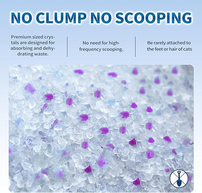 Made4Pets Cat Litter Crystals, Non Clumping Cat Litter Odor Control Silica Gel Cat Litter Non Clumping Low Dust, Low Tracking, Lightweight, Dehydrates Waste, Lavender – 8.6 lbs (2 x 4.3 lb Packs)