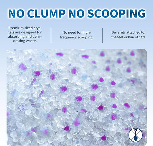 Made4Pets Cat Litter Crystals, Non Clumping Cat Litter Odor Control Silica Gel Cat Litter Non Clumping Low Dust, Low Tracking, Lightweight, Dehydrates Waste, Lavender – 8.6 lbs (2 x 4.3 lb Packs)