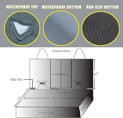 Dog Car Seat Cover, Deluxe Waterproof Pet Back Carseat Protector for Cars, SUVs, Trucks, Nonslip and Easy Cleanup Backseat Pet Cover for Automotive Rear Bench (Grey)