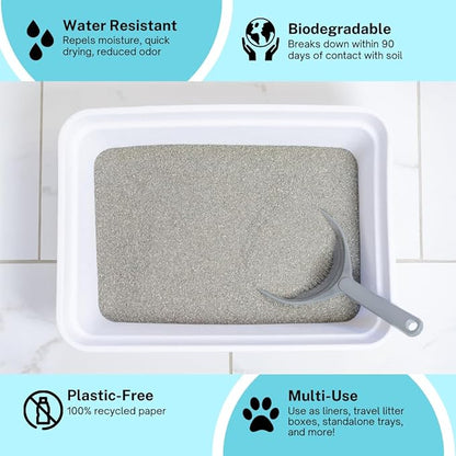 Luli & Cat Disposable Litter Box | Jumbo Sized White Colored 4-Pack | Durable and Water Resistant