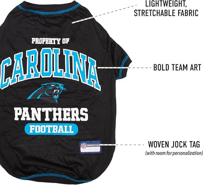 NFL Carolina Panthers Dog T-Shirt for Pets, Size Medium. Officially Licensed Pet Shirt with Team Logo, Soft Stretchable Comfort Fit Apparel for Dogs & Cats