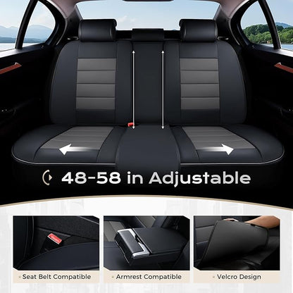 Coverado Car Seat Covers Full Set, Seat Covers for Cars, Front Seat Covers and Back Seat Cover Waterproof Leather Automotive Seat Cover, Universal Car Interior Protectors Cushion for Most Cars