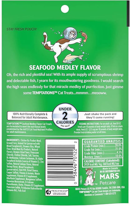 Temptations Cat Treats Temptations Huge Variety Pack, All 9 Flavors: Chicken, Medley, Turkey, Tuna, Catnip Fever, Beef, Surfer, Cookout 1 Pet Paws Notepad (9 Bags Total, 3 Ounces Each), 10 Piece Set
