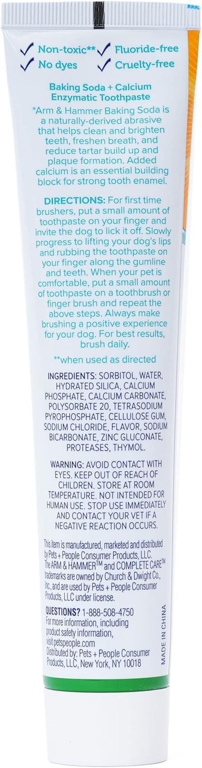 Arm & Hammer Complete Care Dog Dental Kit with Two Flavors: Chicken & Peanut Butter Enzymatic Dog Toothpaste, Toothbrush, & Finger Brush, Baking Soda + Calcium, 2.5oz Each