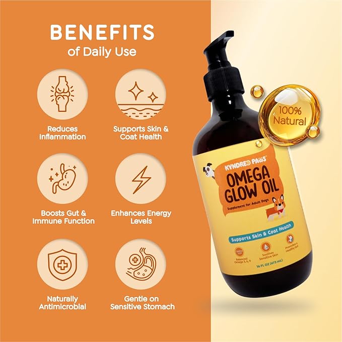 Omega-3-6-9 Oil for Dogs - Naturally Flavored & No Fishy Smell - 16 fl oz - Alternative to Salmon Based Fish Oil - 52% Omega 3-6-9-18% Lauric Acid - Supports Skin, Coat and Gut Health