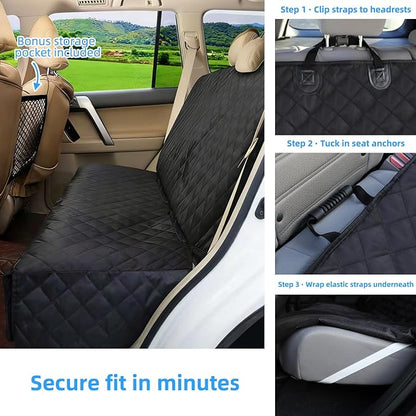 Bark Lover Deluxe More Durable Waterproof Backseat Protector, High Heat Resistant and Nonslip Back Seat Cover for Dogs Kids, Universal Size Fits Cars, Trucks, SUVs