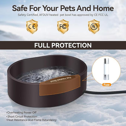 Heated Water Bowl for Dogs Cats Outdoor, 3.7L Thermostatic Heated Pet Bowl for Outside Dog Cat Chickens Duck Birds Waterer in Winter, Automatic Heated Dog Bowl Outdoor with Anti Chew Cord