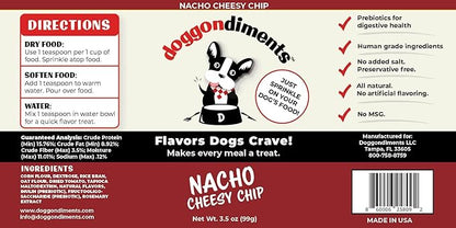 Nacho Cheesy Chip Dog Food Topper, Fun People Food Flavors, Powder, Small & Large Breeds, Made in USA