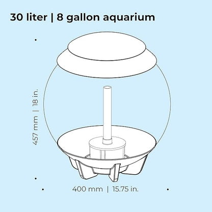 biOrb Halo 30 Acrylic 8-Gallon Aquarium with Multi-Color Remote-Controlled LED Lights Modern Tank for Tabletop Display, White