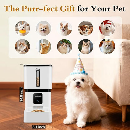 Yakry Automatic Dog Feeder with Camera - 8L/33 Cups Smart Dog Feeder | 5GHz/2.4GHz WiFi App Control for Small/Medium Dogs & Cats, 1080P HD Night Vision 2-Way Audio, Timed Dry Food Dispenser Indoor