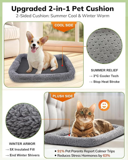 Morpilot Pet Carrier for Large Cats, Puppies & Small Dogs Up to 25lbs, Escape-Proof with Locking Zippers, Dual-Sided Cushion, Safety Buckle for Car & Vet Travel, Includes Foldable Bowl (Dark Gray)