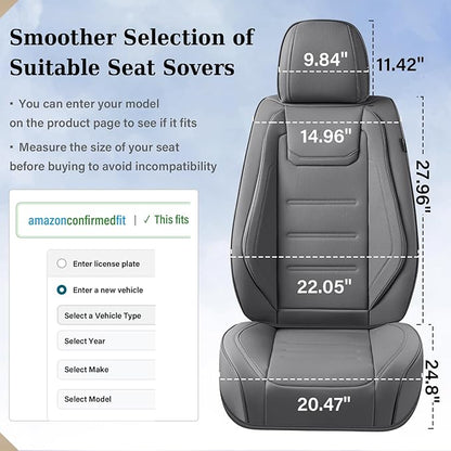 Coverado Car Seat Covers, Front Covers for Cars, Car Seat Cover Front Seats, Car Seat Protector Waterproof, Leather Car Seat Cushion, Universal Interior Covers Seat Protectors for Most Cars Gray