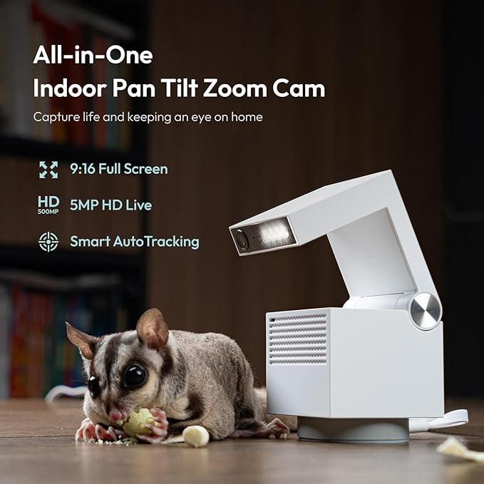 Genie S 2.7K HD Indoor Security Camera with 6X Zoom, 2-Way Audio, Privacy Protection, Motion Tracking for Baby & Pet, 350° Pan & 135° Tilt, 64GB Local Storage, Compatible with Alexa