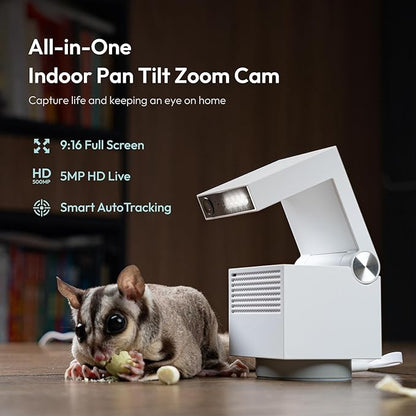 Genie S 2.7K HD Indoor Security Camera with 6X Zoom, 2-Way Audio, Privacy Protection, Motion Tracking for Baby & Pet, 350° Pan & 135° Tilt, 32GB Local Storage, Compatible with Alexa