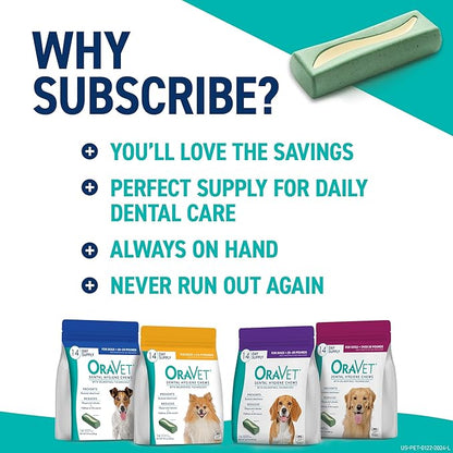 ORAVET Dental Chews for Dogs, Oral Care and Hygiene Chews (Extra Small Dogs, 3.5-9 lbs.) Yellow Pouch, 14 Count