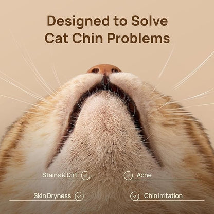 HICC PET Cat Chin Acne Finger Wipes – Gentle Enzyme Complex Care for Feline Acne & Blackheads, Vet Recommended Daily Chin Cleaning Wipes, No-Rinse Natural Formula