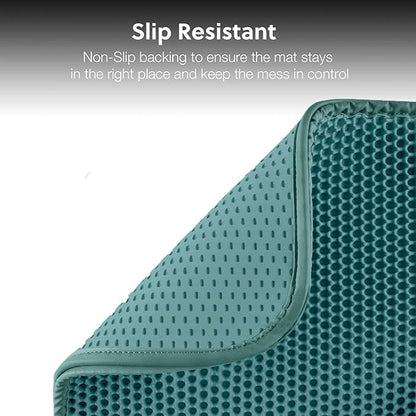 WePet Cat Litter Mat, Kitty Litter Trapping Mat, Honeycomb Double Layer Mats, No Phthalate, Urine Waterproof, Easy Clean, Scatter Control, Catcher Litter Tray Box Rug Carpet