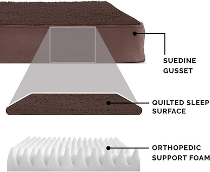 Furhaven Orthopedic Dog Bed for Large/Medium Dogs w/ Removable Washable Cover, For Dogs Up to 55 lbs - Terry & Suede Mattress - Espresso, Large