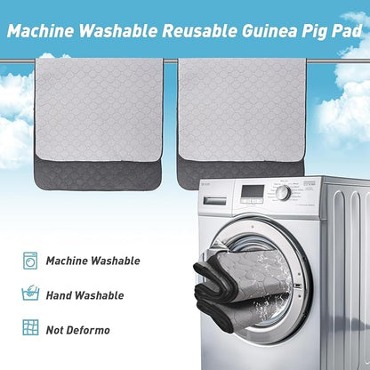 Guinea Pig Cage Liners, 16''X24'' Washable Guinea Pig Pee Pads, Non Slip Reusable Super Absorbent Guinea Pig Training Mat Bedding Fleece for Small Animals Hamster Rabbit Chinchilla Rat, 2Pack