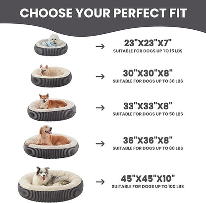 45 inches Donut Dog Bed for Extra Large Dogs,Calming Round Pet Bed with Removable Cover, Washable Milk Plush Faux Fur, Fits Pets up to 100 lbs(Charcoal,XL)