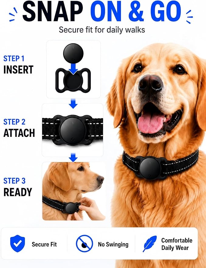 GPS Dog Tracker Collar (iOS & Android) - No Subscription Real-Time Tracking | Pet Smart Activity Finder Tag Works with Google Find Hub & Apple Find My App, Anti-Lost for Keys, Cat Kitten Items