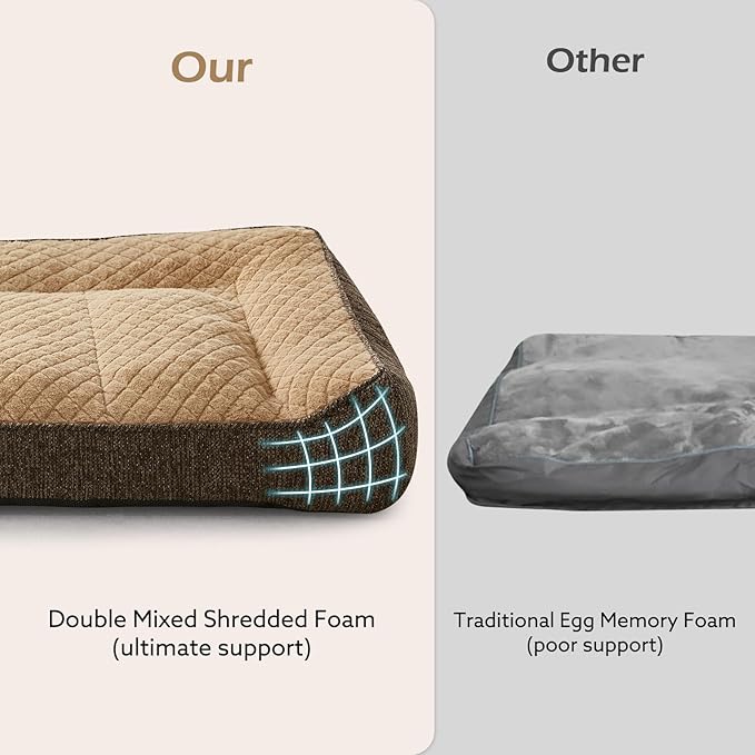 JOEJOY XL Orthopedic Dog Beds Large Sized Dog, Extra Thick Supportive Big Dogs Couch Bed with Sides, Ultra Soft Pet Bed Sofa for Large Dogs, Brown, 42''x30''