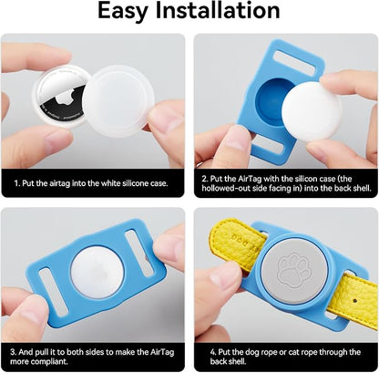 GOCII for Airtag Dog Collar Holder 2 Pack,Waterproof Dog Collar Holder for Apple AirTag(Gen 1 & 2),Silicone Air Tags Case for Dog Collars(Blue & Gray)
