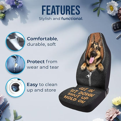 GENANY German Shepherd Car Seat Covers Set of 2, Breathable Front Seat Covers for Truck Sedan SUV, Dogs Themed Car Accessories, Dogs Gift for Women Men