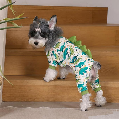 CuteBone Dinosaur Costume Dog Pajamas, Stretchy Spandex Crystal Velvet Sleepwear Coat for Small Dogs, Soft & Warm Pet Outfit Clothes for Cold Weather, Cozy Pullover Design COSP05L
